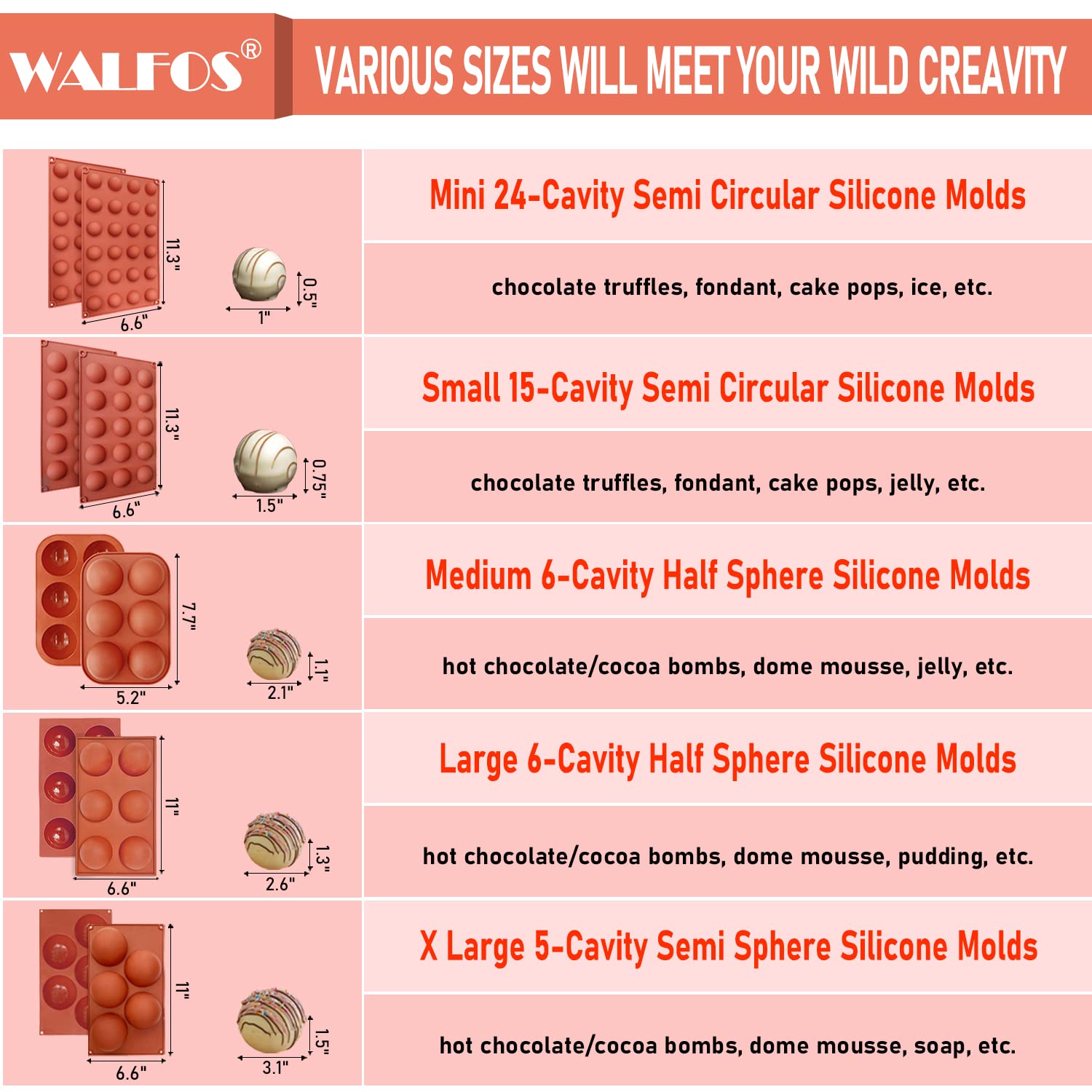Walfos non-stick silicone mold enables easy release and smooth decoration work.