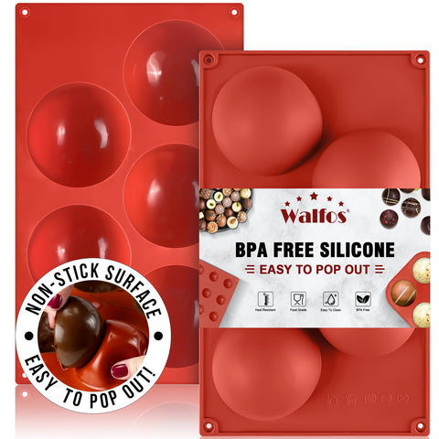 Walfos extra-large semi-sphere mold for flawless chocolate domes and jelly portions.