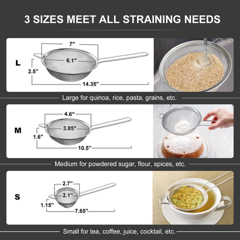 Walfos 4.6 inch strainer for rinsing quinoa and berries efficiently
