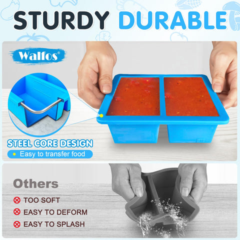 Walfos freezer containers ideal for freezing broth, soup, and sauces in measured portions.