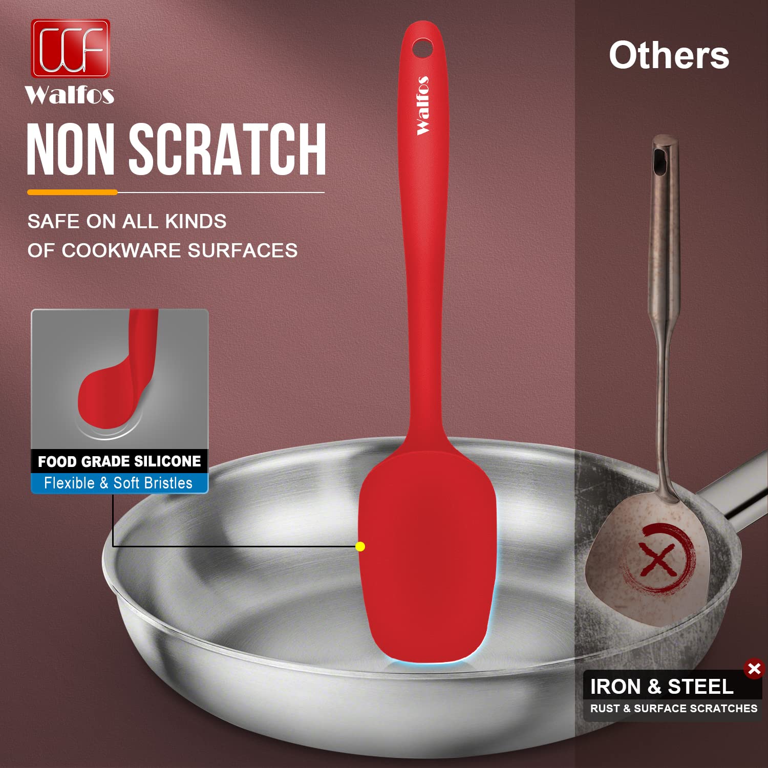 Walfos heat-resistant spatula up to 600°F for high-heat cooking