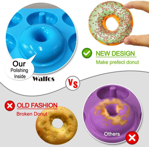 Walfos heat-resistant donut molds from -40°F to 500°F for versatile baking.
