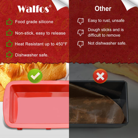 Walfos high-heat silicone pan withstands extreme temps for versatile baking