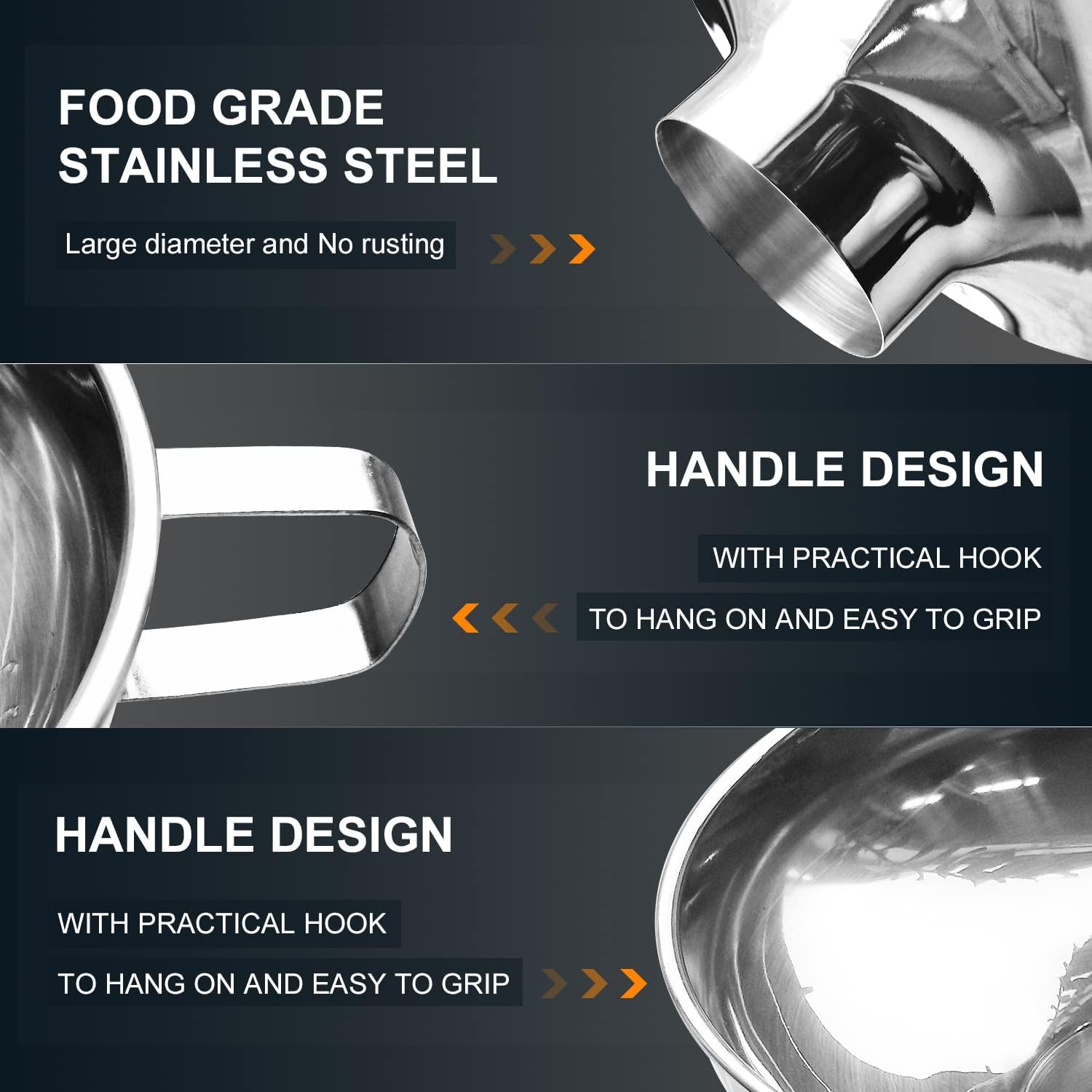 Walfos funnel designed for jars and canning, easy transfer from counter to pantry