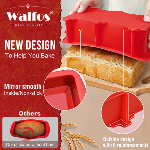 Walfos loaf pan non-stick release helps easy unmolding after baking