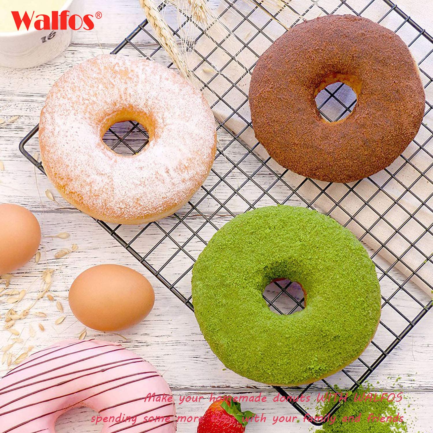 Walfos microwave and freezer-safe donut mold for versatile use.