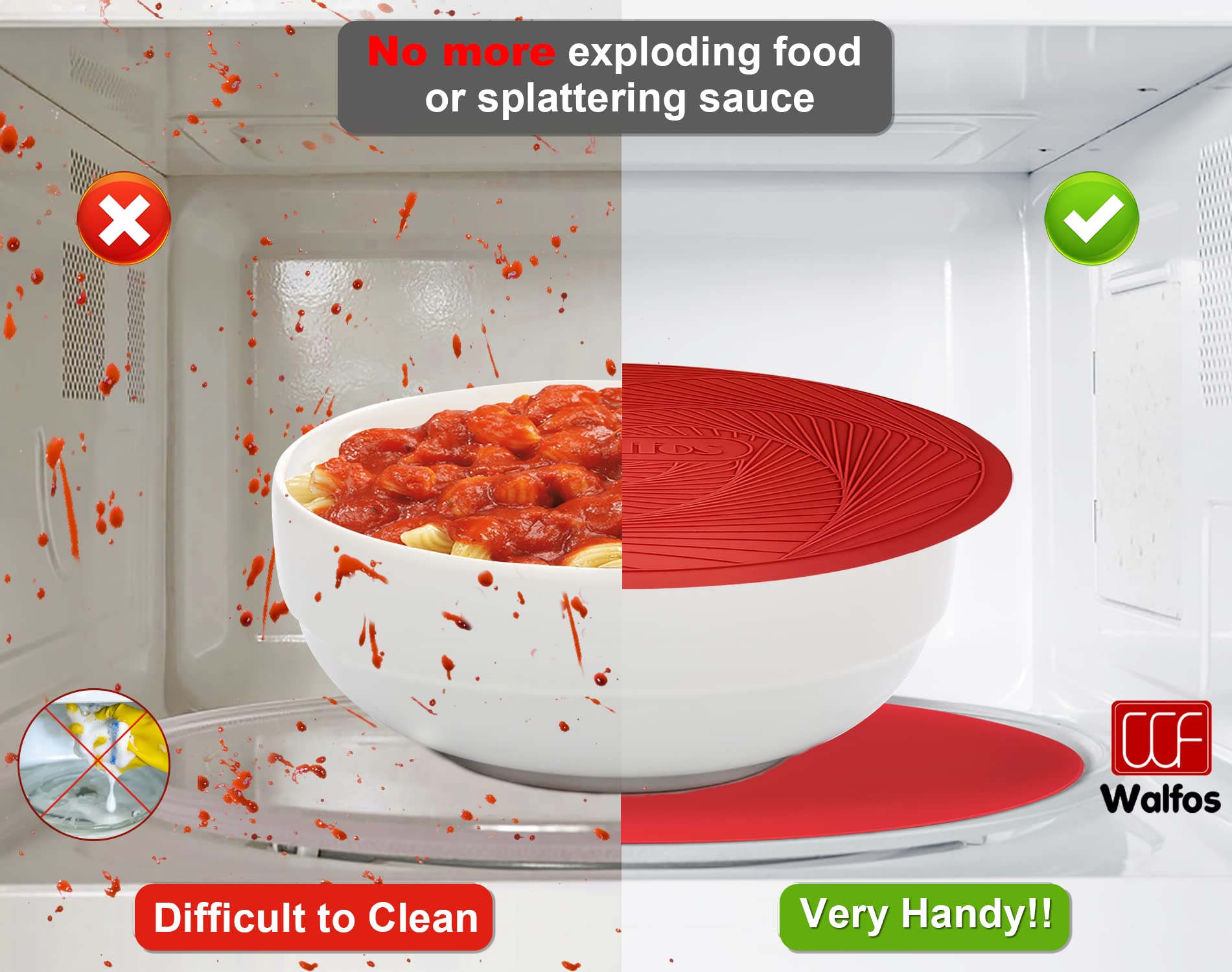 Walfos 10-inch round silicone mat red for easy hot pot handling