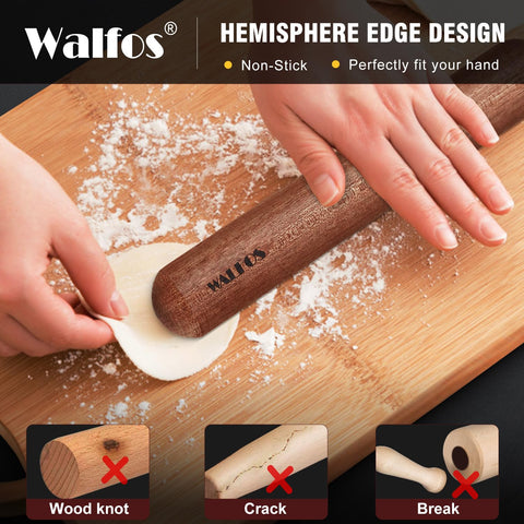 Walfos rolling pin set stacked highlighting compact storage in small kitchens.