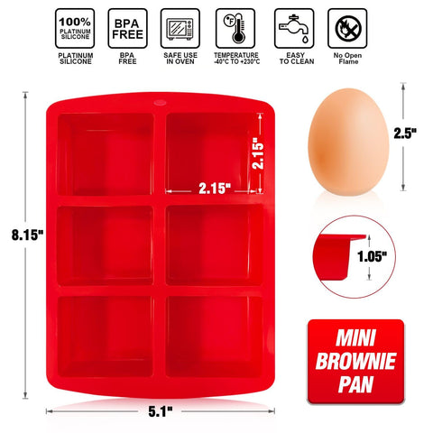 Walfos mini silicone brownie pan non-stick surface for effortless removal.