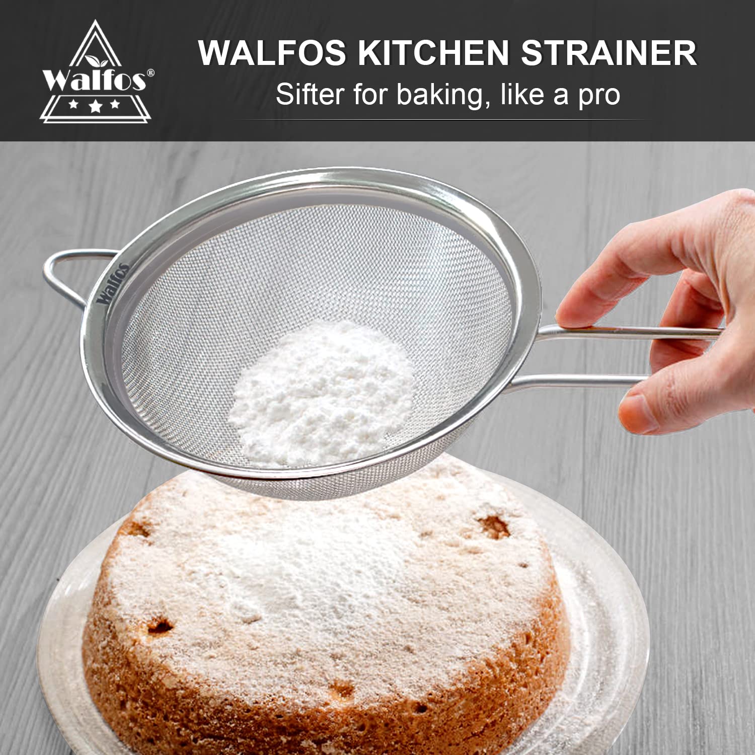 Walfos multi-use strainer suits tea, coffee, flour, sugar, spices.