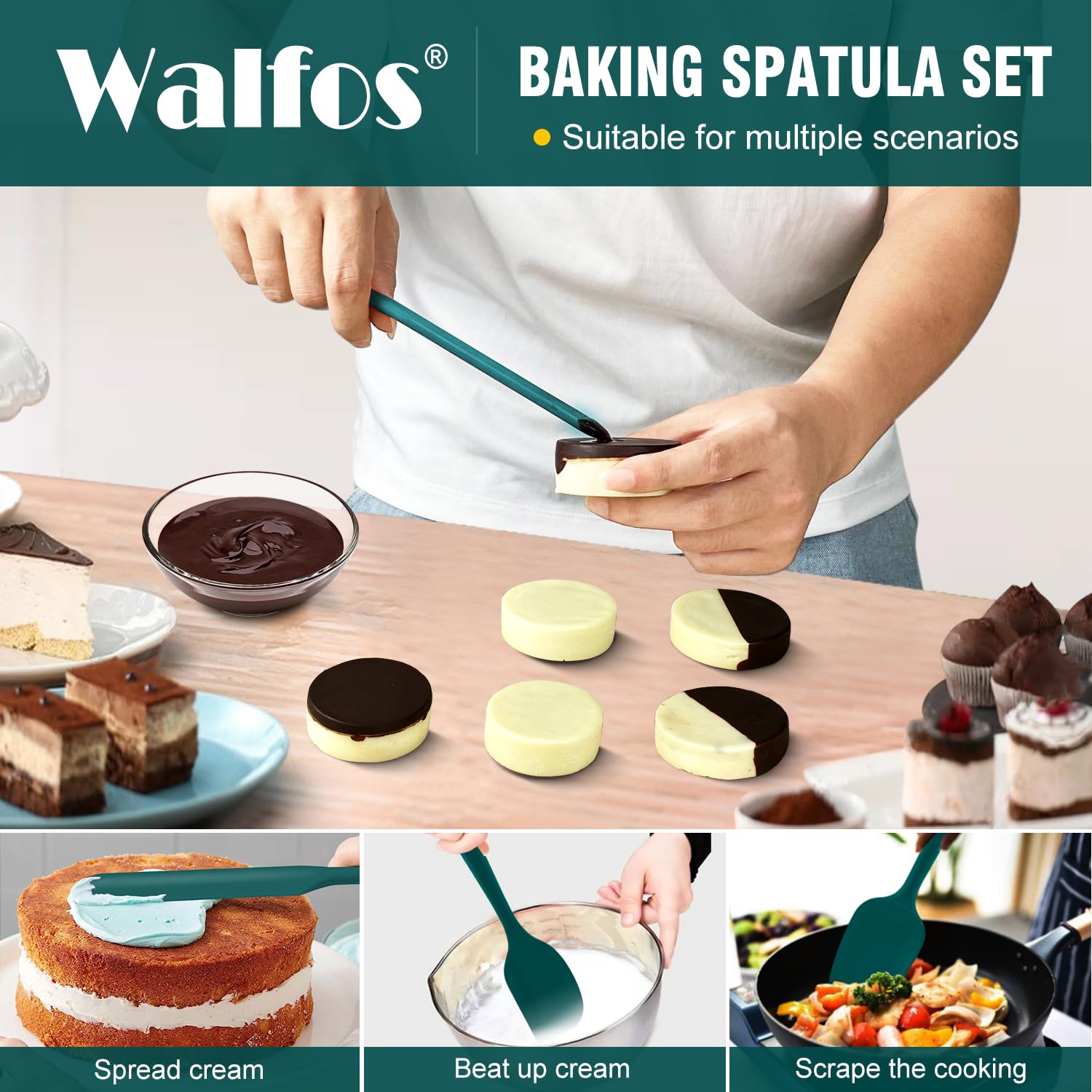 Walfos one-piece design spatula improving easy cleaning and food safety.