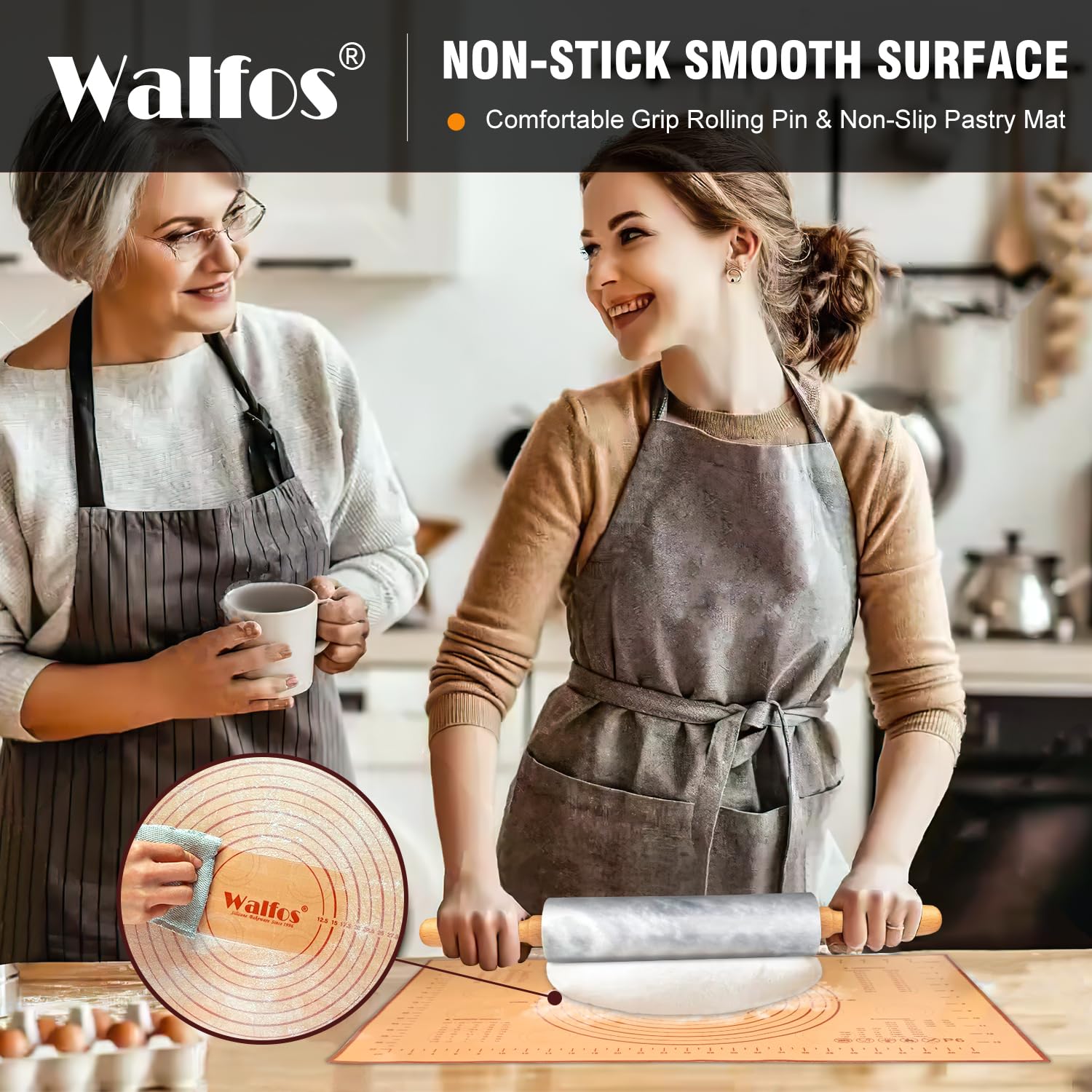 Walfos pastry mat shows measuring scale for accurate portions