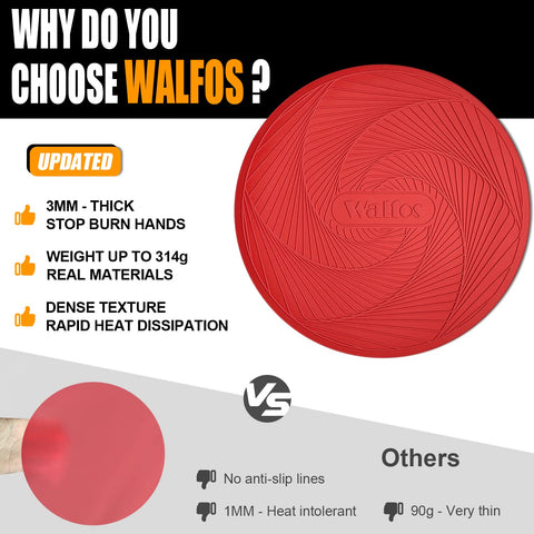Walfos red silicone pot holder doubles as a protective trivet