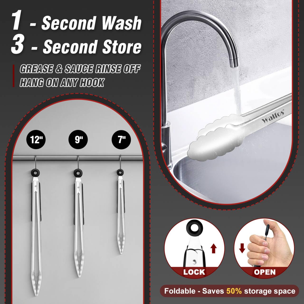 Walfos locking ring-pull system keeps tongs closed