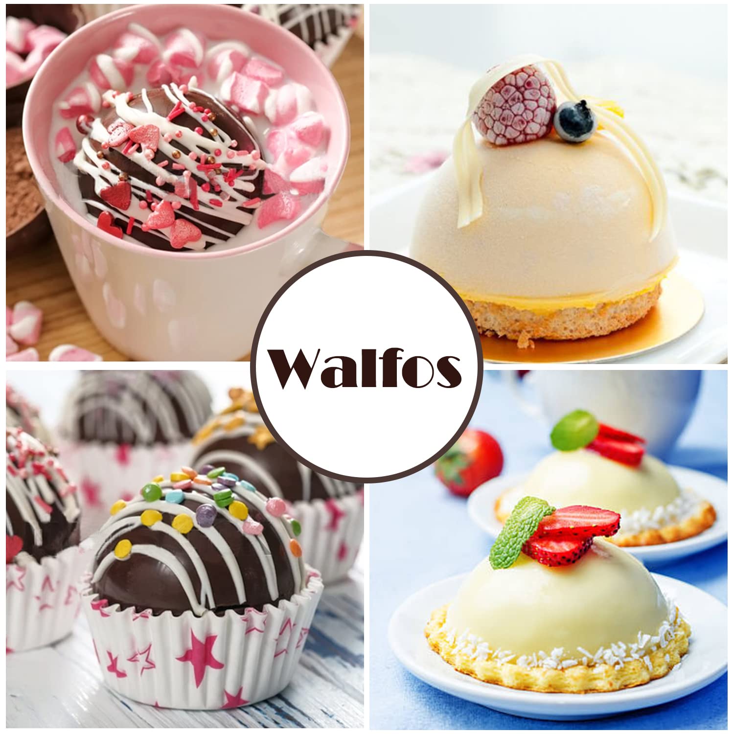 Walfos semi-sphere mold for jellies and mousse, durable silicone