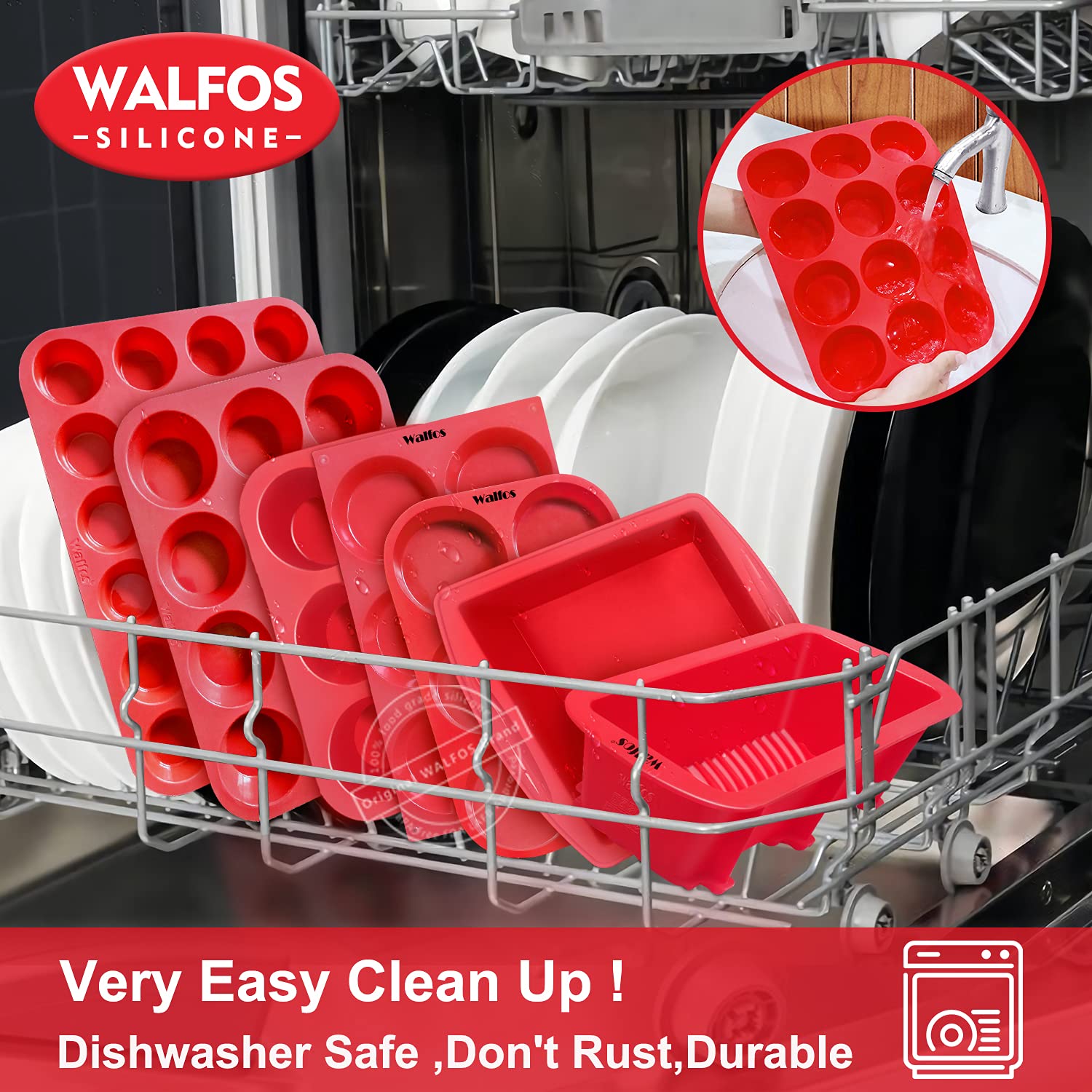 Walfos silicone bakeware keeps colors vibrant and flavors intact during use.