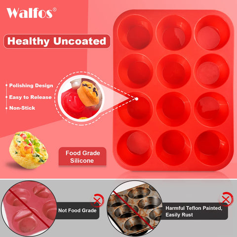Walfos silicone mini 24-cup cupcake pan for quick batch cupcakes.