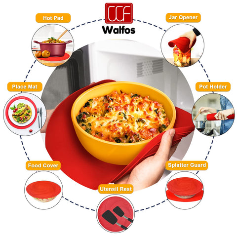 Walfos silicone mat with non-slip texture in red improves grip