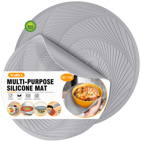 Walfos silicone microwave mat 10-inch round protects surfaces from heat.