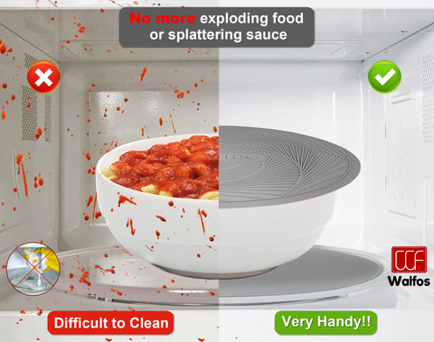 Walfos silicone microwave mat 12-inch round protects countertops when removing large dishes.