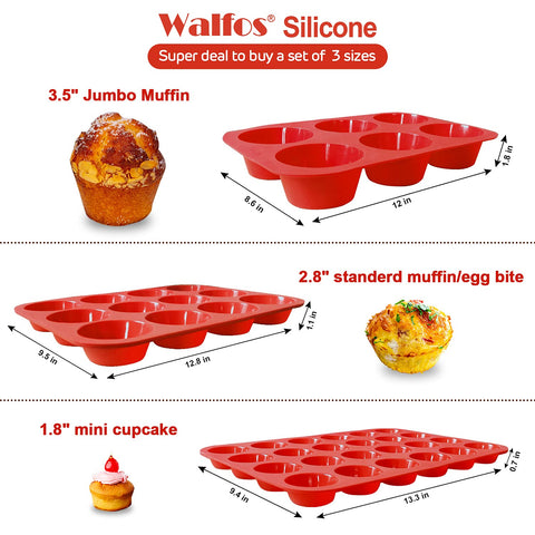 Walfos silicone muffin pan 24 mini cups for quick, portable treats.