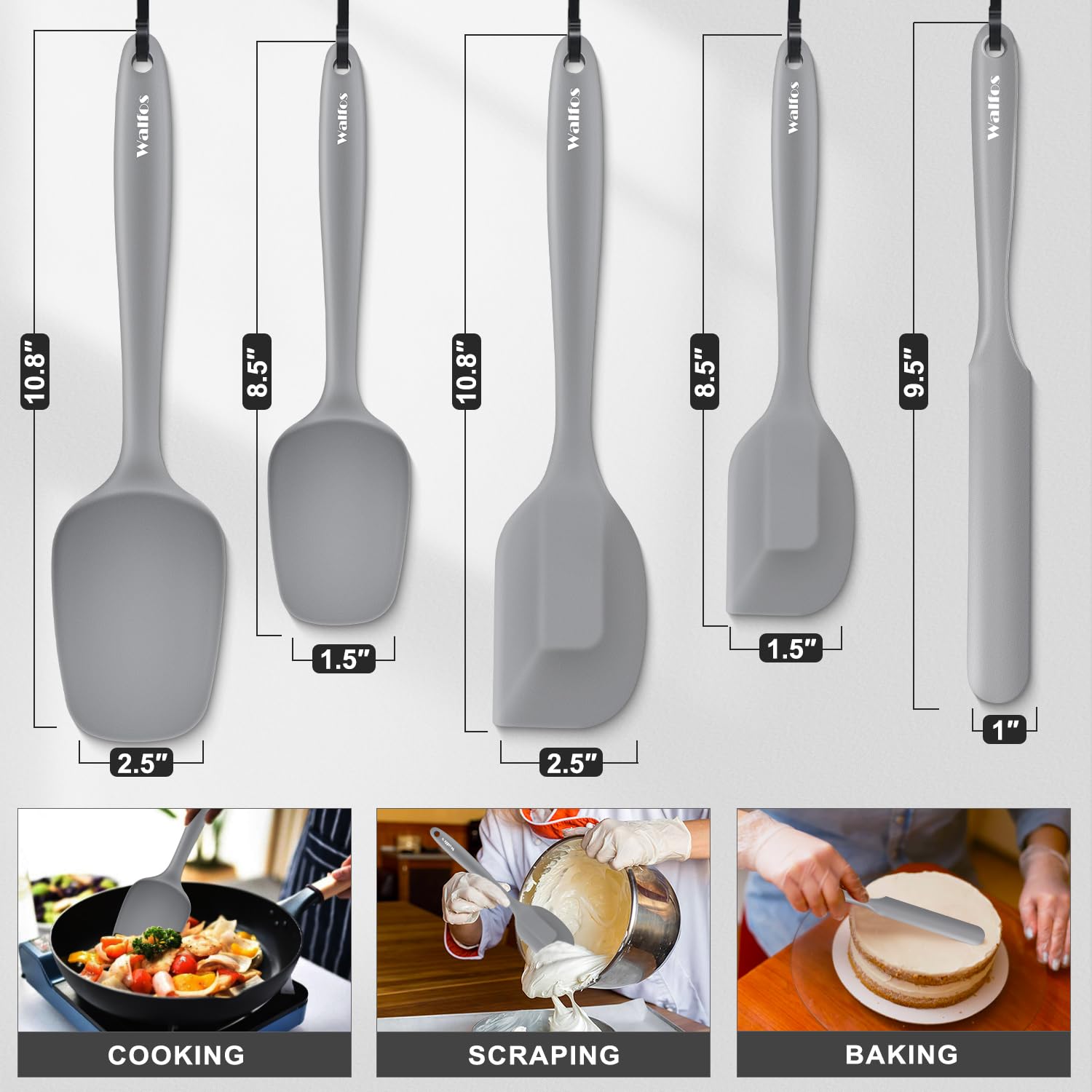 Walfos BPA-free silicone spatula safe for non-stick cookware