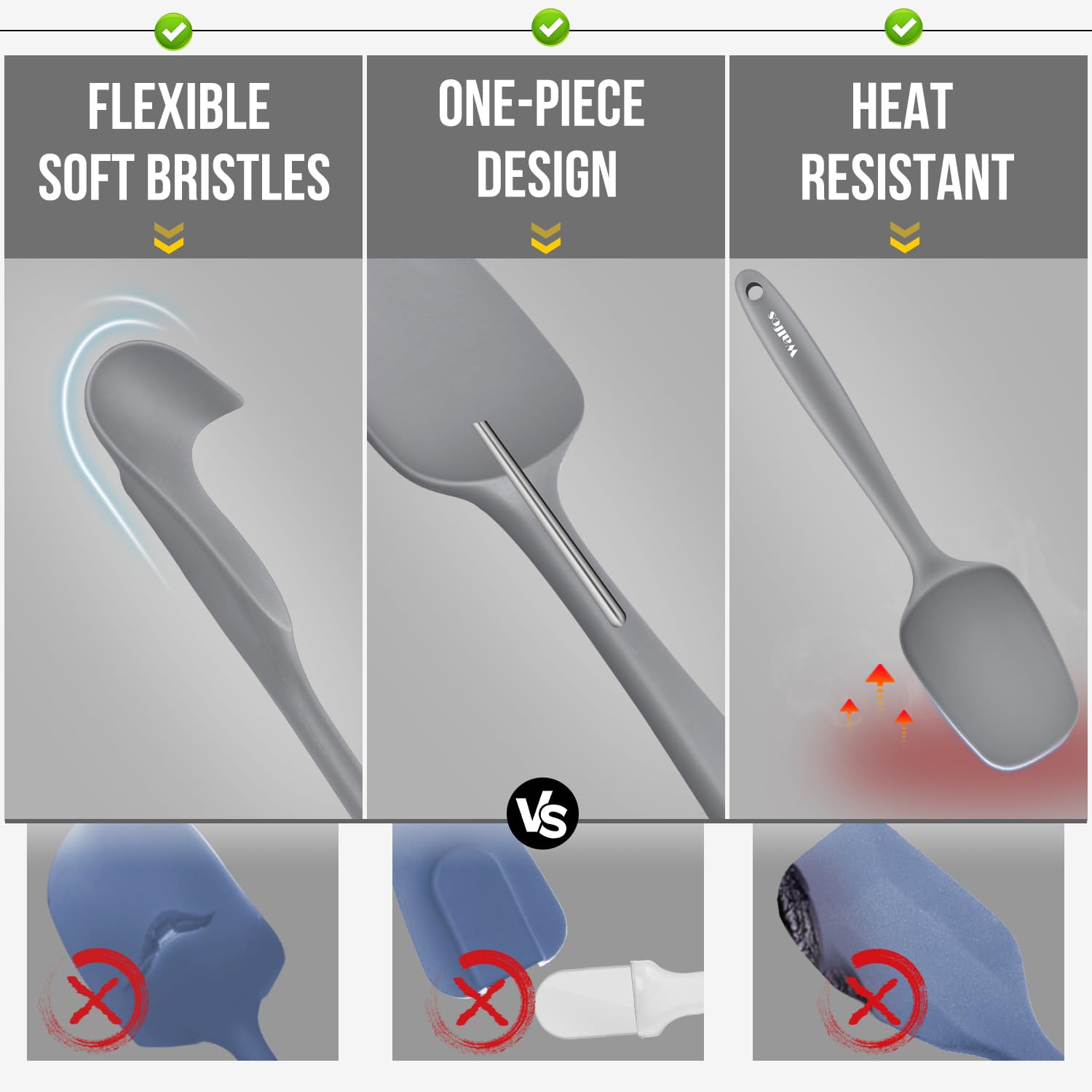 Walfos ergonomic handle on silicone spatula for comfortable grip