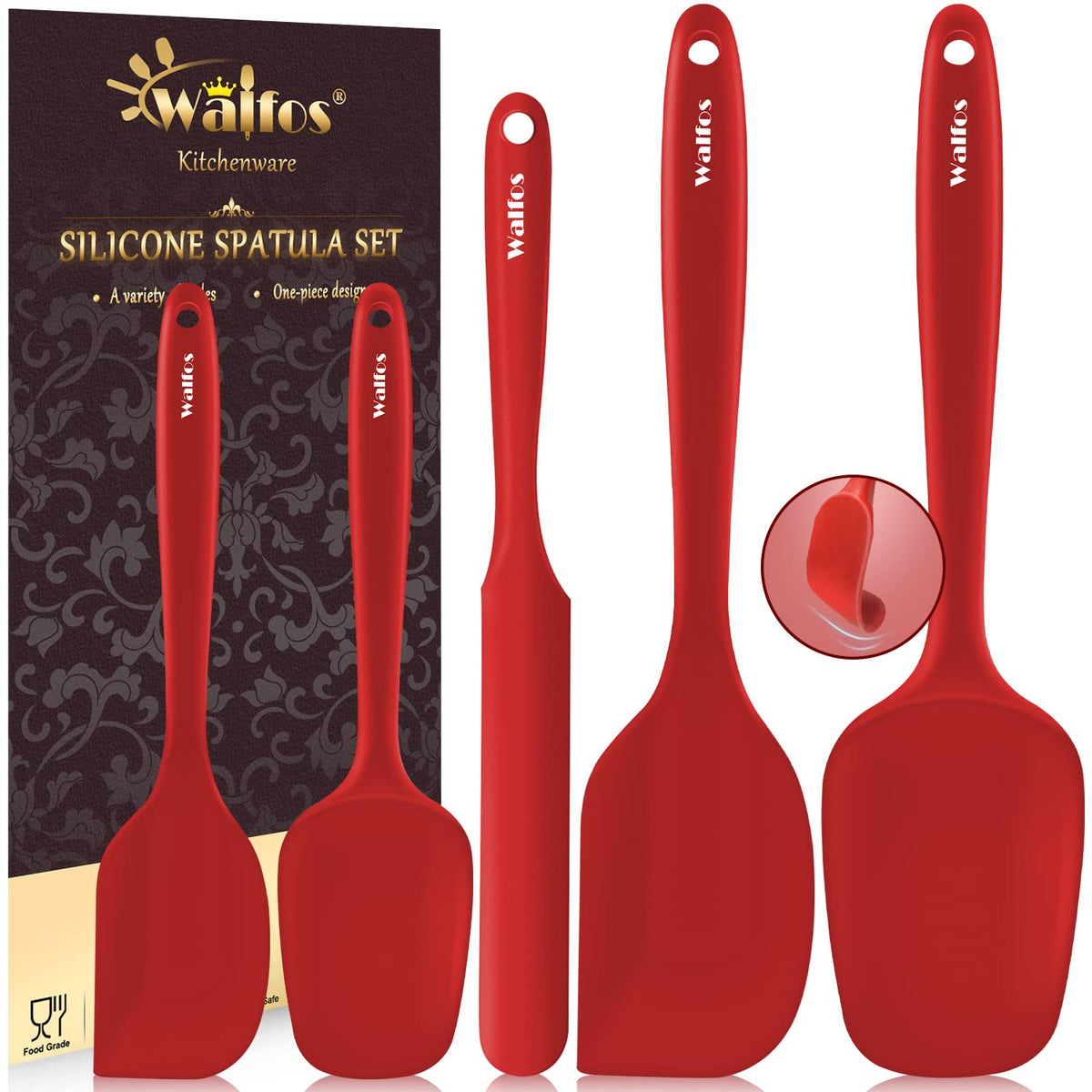 Walfos 5-piece silicone spatula set ready for cooking and baking with heat resistance