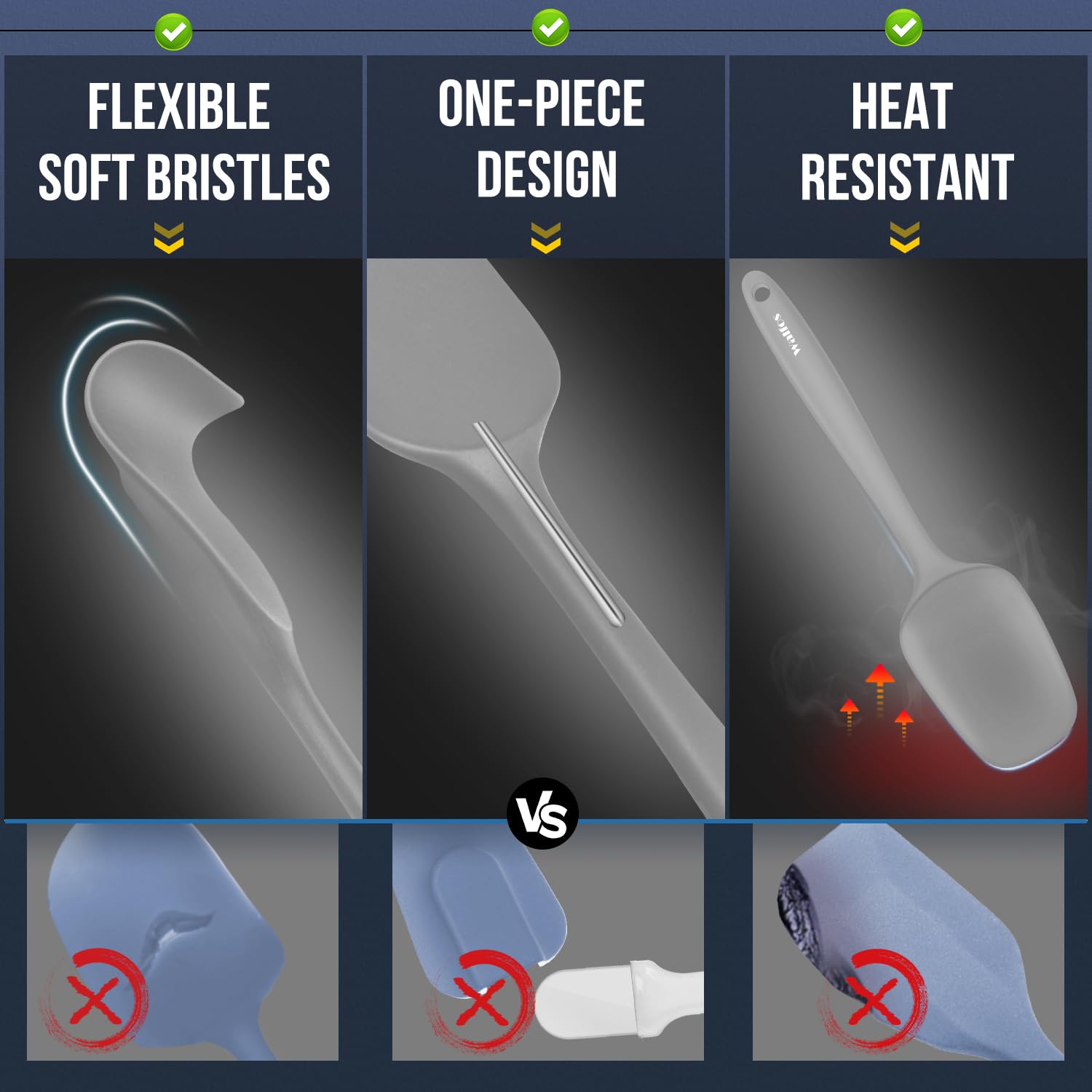 Walfos silicone spatulas are BPA-free and safe for non-stick cookware.