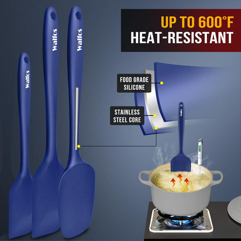 Walfos BPA-free silicone spatula with non-stick surface protects cookware