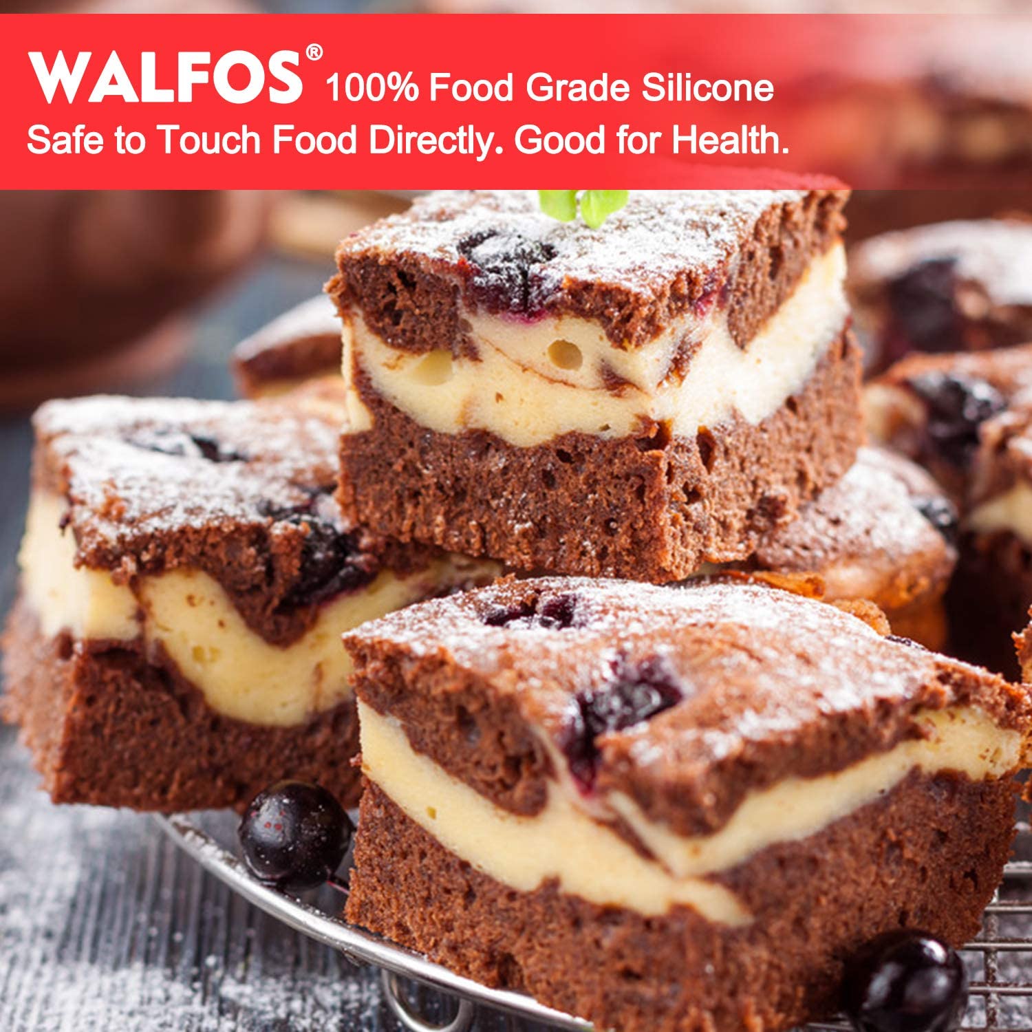 Walfos pan on rack, dishwasher-safe for quick cleanup.