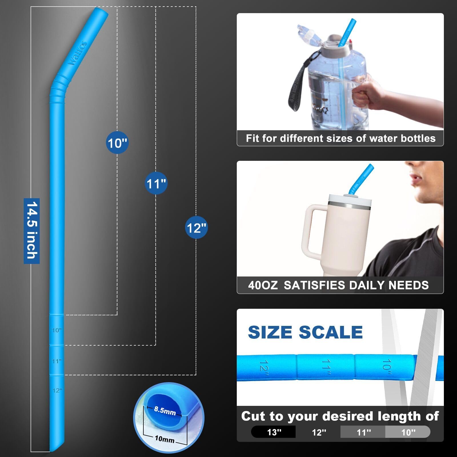 WALFOS silicone bendable straw offers flexible use for large bottles