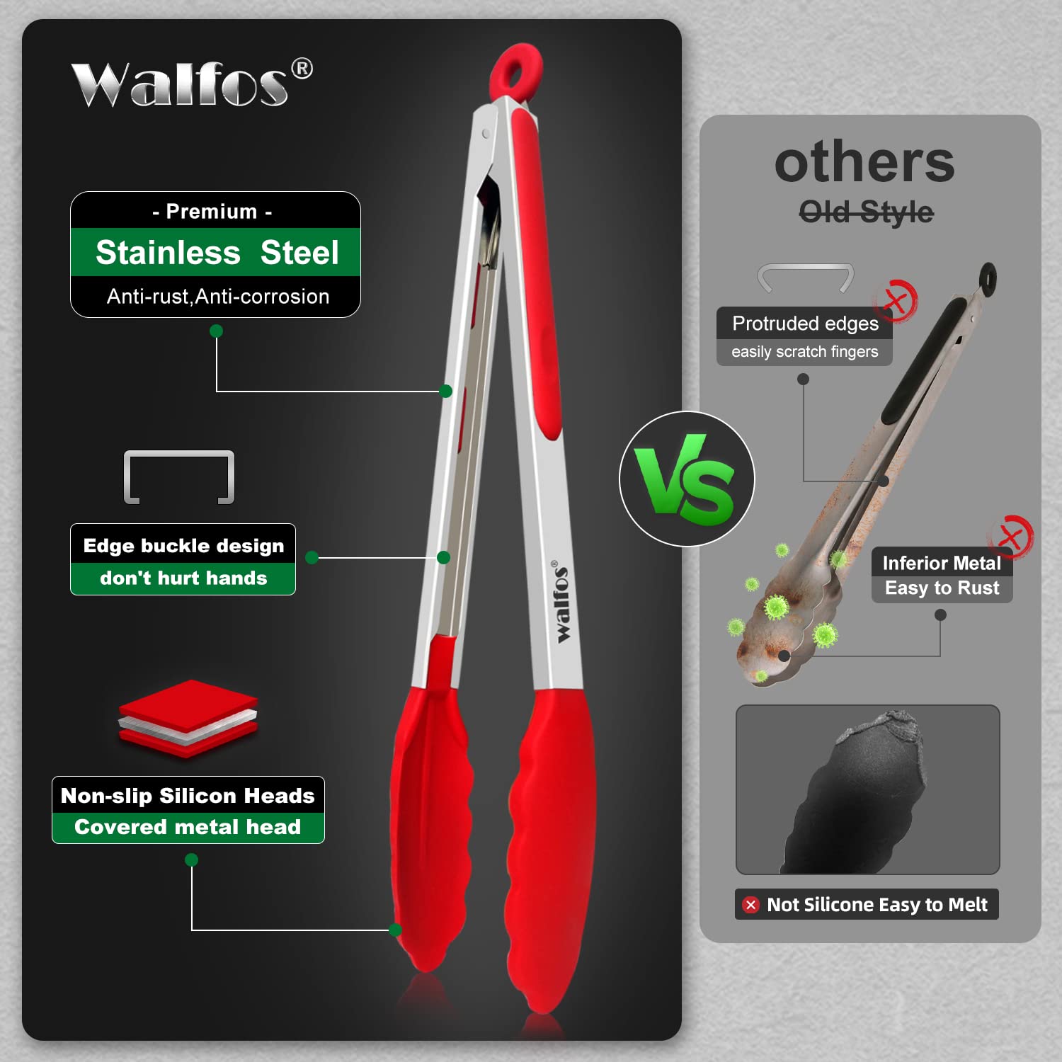 Walfos 3-piece set showcasing three practical sizes for cooking.