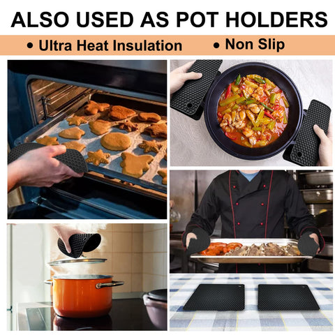 Red Walfos silicone trivet mat provides heat resistance for hot dishes