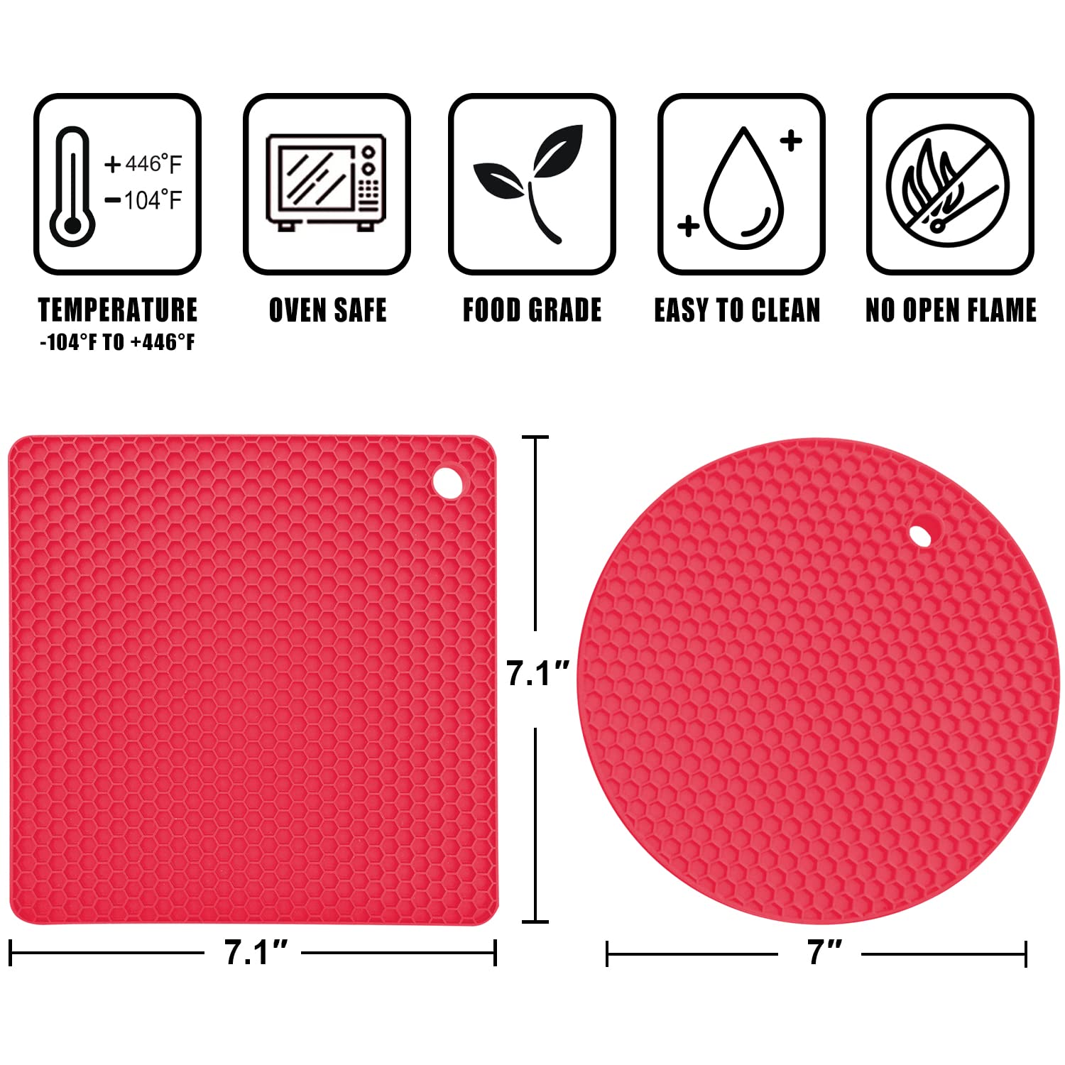 Walfos red silicone trivet mat doubles as a spoon holder on the counter