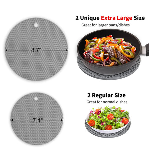 Two sizes of Walfos mats provide heat protection for different cookware.