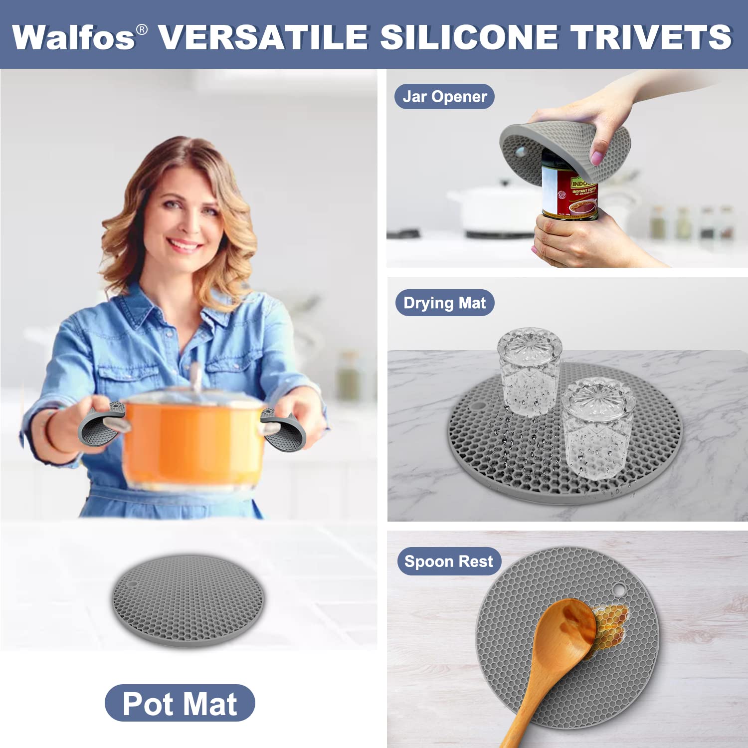 Dishwasher-safe trivet mats allow quick, simple cleaning after cooking.