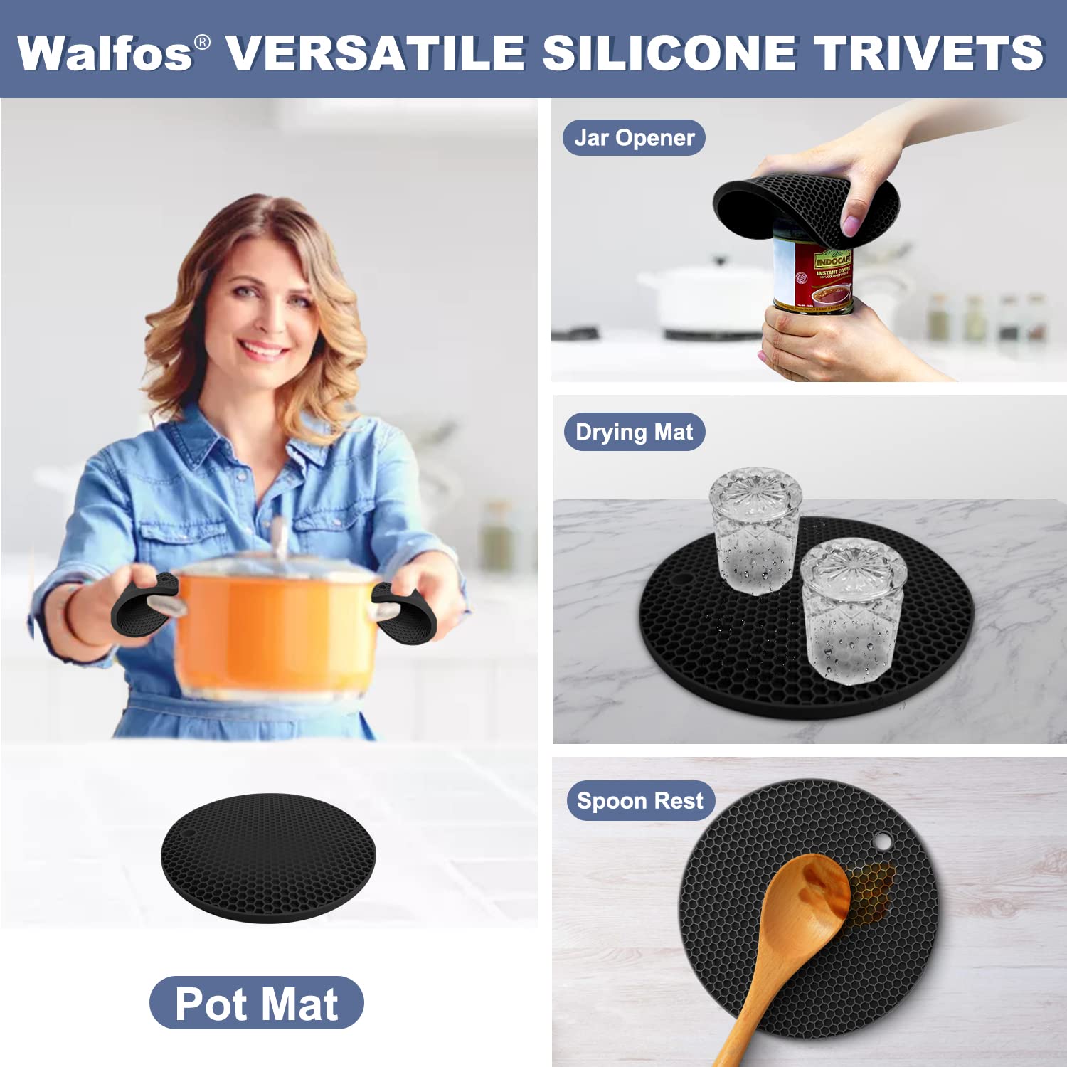 Walfos trivet mats protect surfaces when placing hot pots