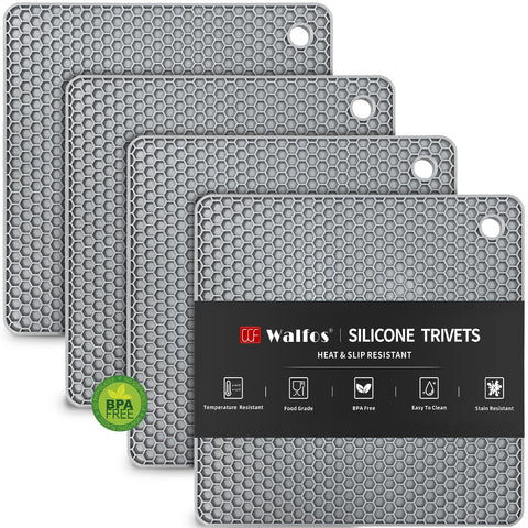 Walfos silicone trivet mats – square honeycomb design provides a secure grip for hot pots.
