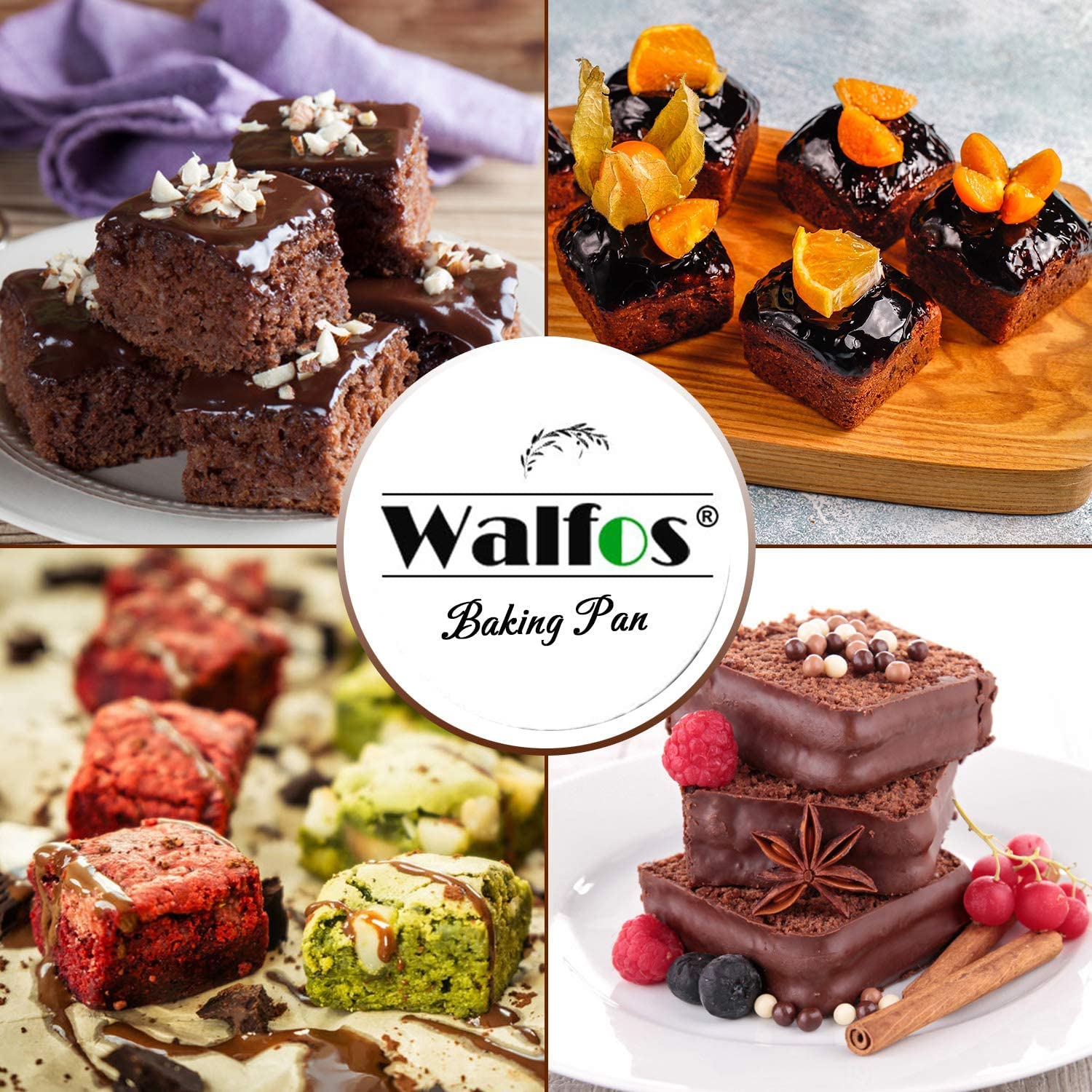 Walfos six-cavity square pan ideal for mini brownies and muffins.