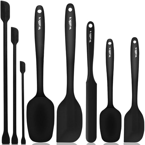 Walfos eight-piece spatula set demonstrates heat resistance for high-heat cooking.