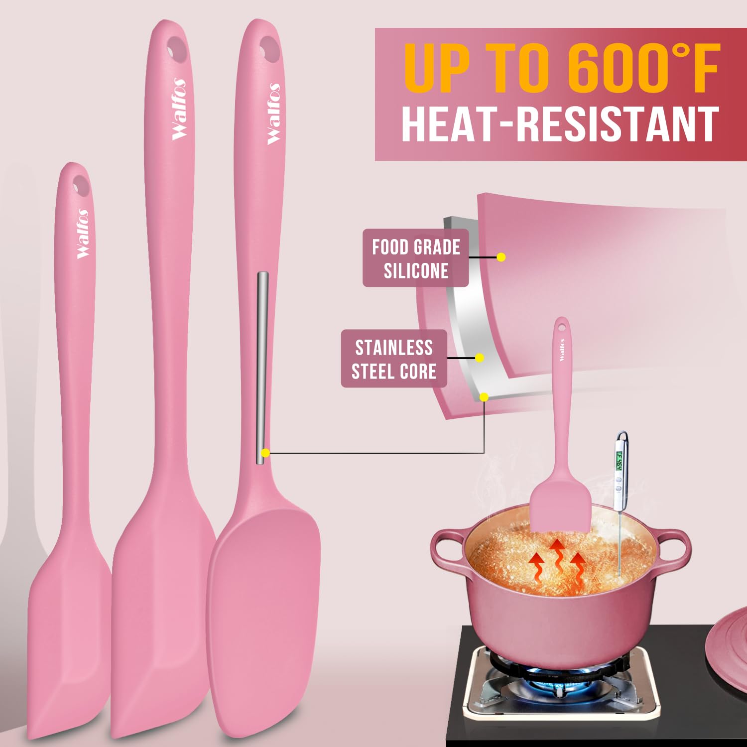 Walfos stainless-steel-core spatula: durable support for heavy mixing.