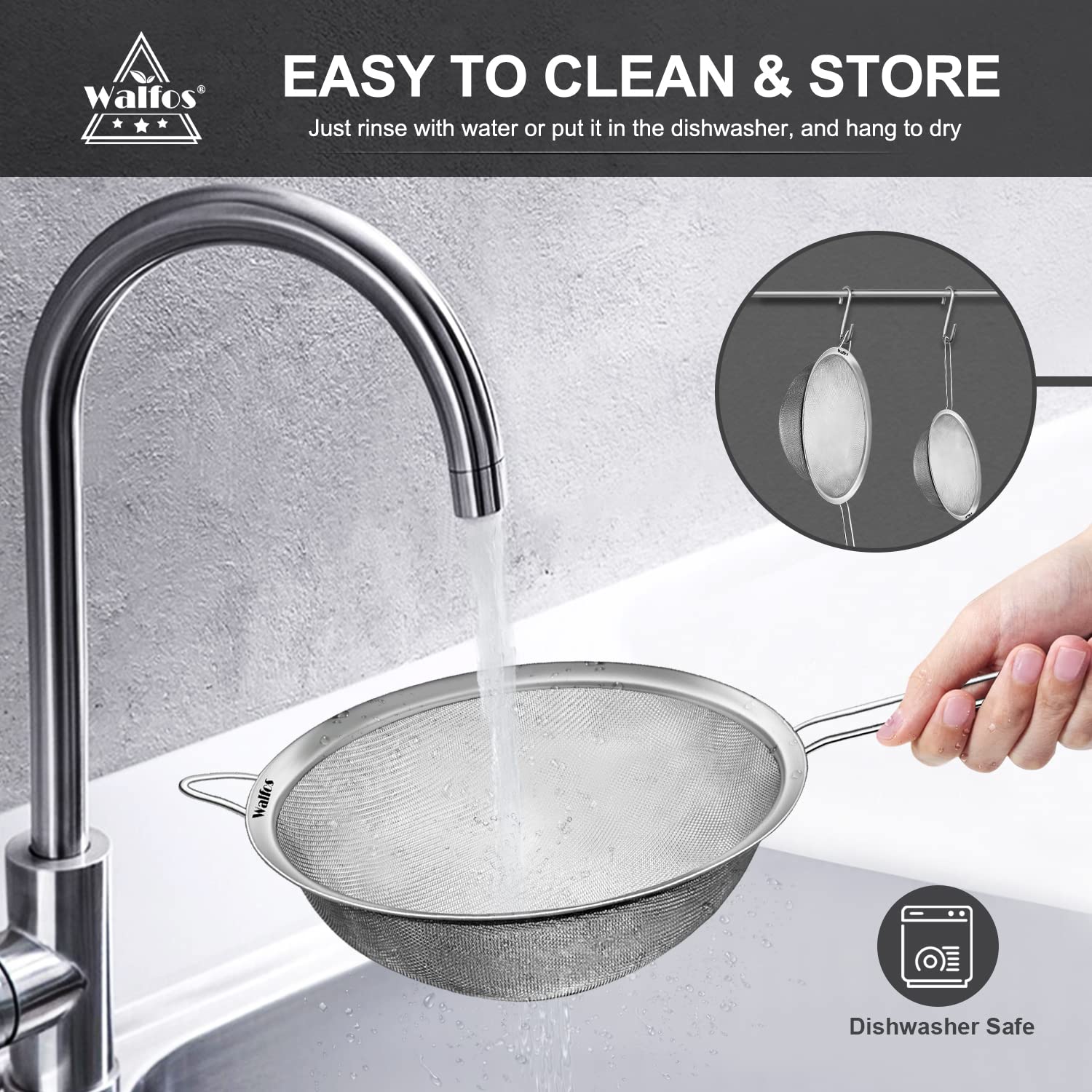 Walfos hanging ear for easy space saving storage.