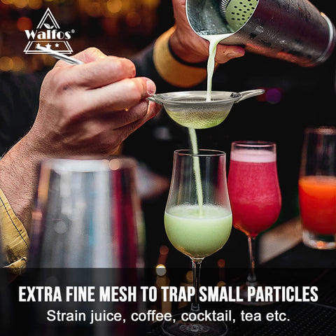 Walfos strainer with wide rim design prevents food from sticking.