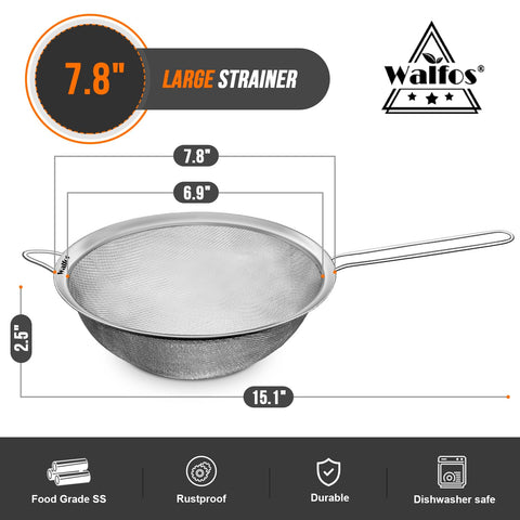 Walfos sturdy long handle supports safe lifting from hot water.