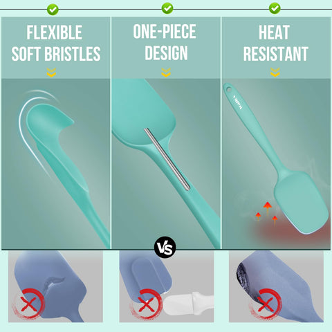 Walfos teal aqua spatula set ideal for cooking, baking, serving.