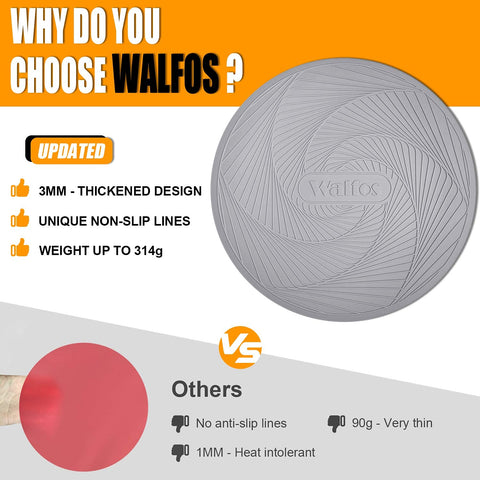 Walfos thickened-edge design aids safe lifting of hot bowls.