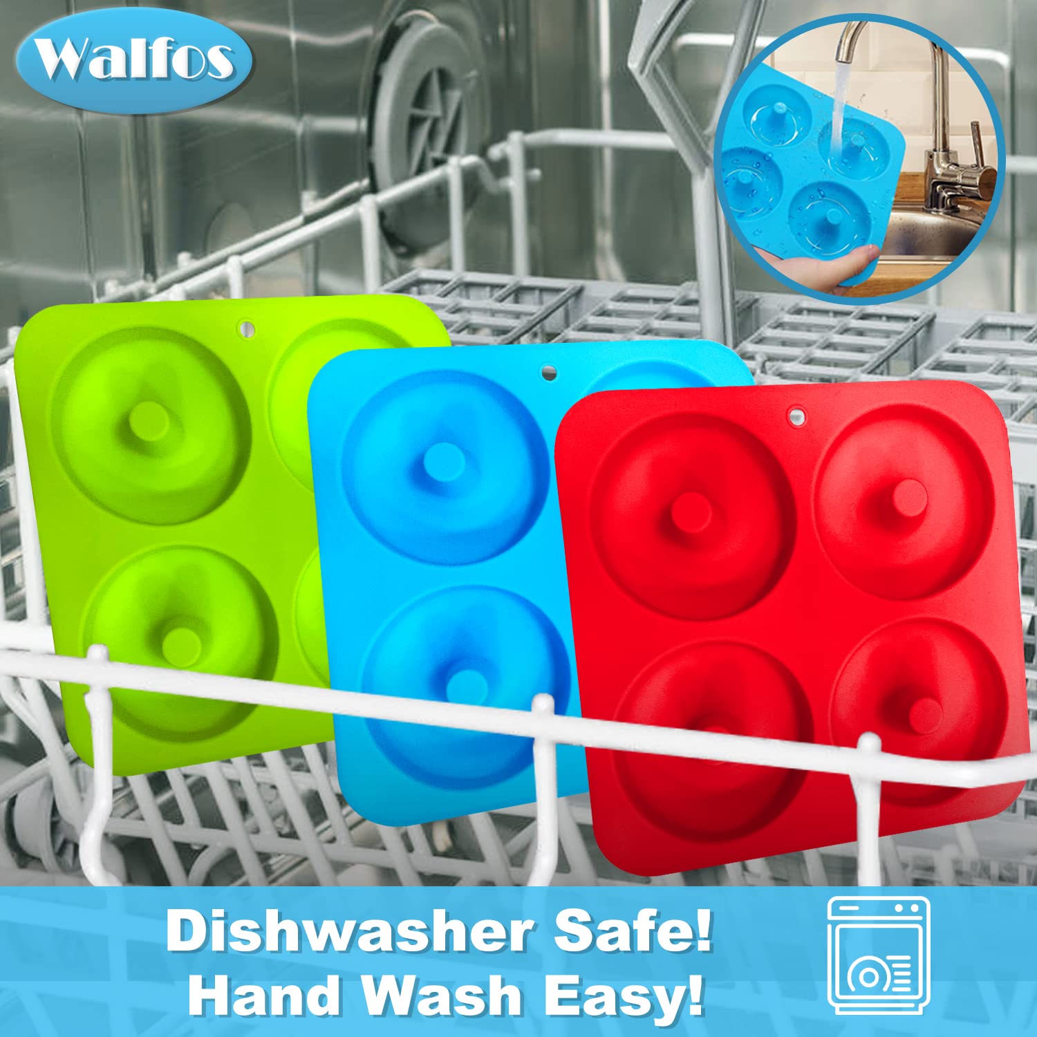Walfos three-pack donut molds enabling multiple flavors at once.