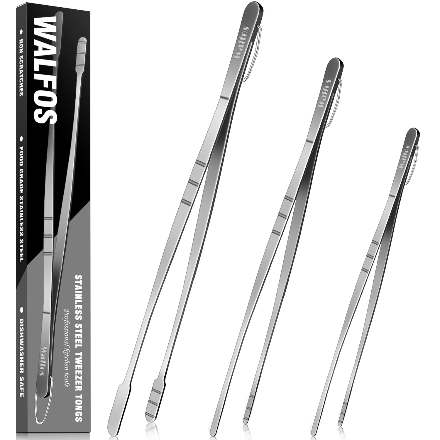 Walfos 12-inch grill flip for precise turning and even cooking.