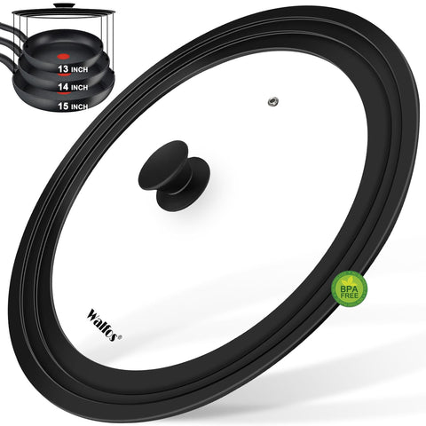 Walfos universal lid on a 13–15 inch pot with clear glass for monitoring